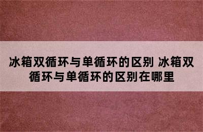 冰箱双循环与单循环的区别 冰箱双循环与单循环的区别在哪里